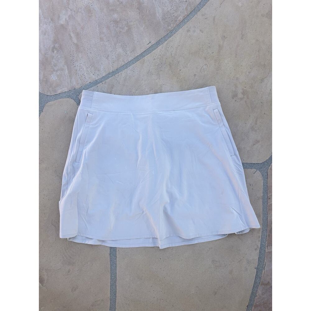 Athleta Brooklyn Mid Rise Skort 16" Khaki Tan Size 12 Athleisure Golf Tennis
